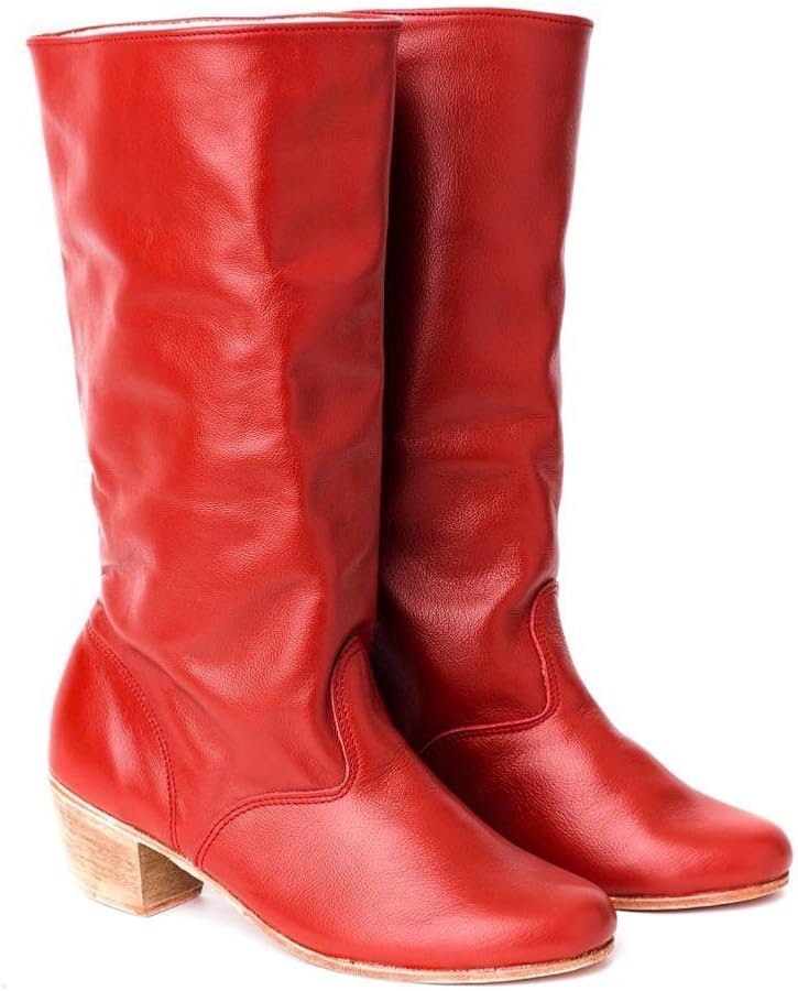 Amazon.com: Russian leather boots women red dance shoes Cossack